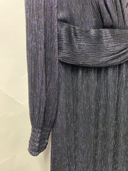 Gerard Darel Navy Sheer Sparkly Wrap Style Dress 12