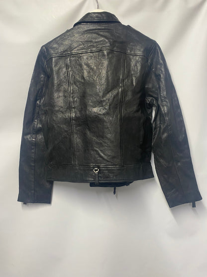 AllSaints Black Leather Sora Biker Jacket Large BNWT