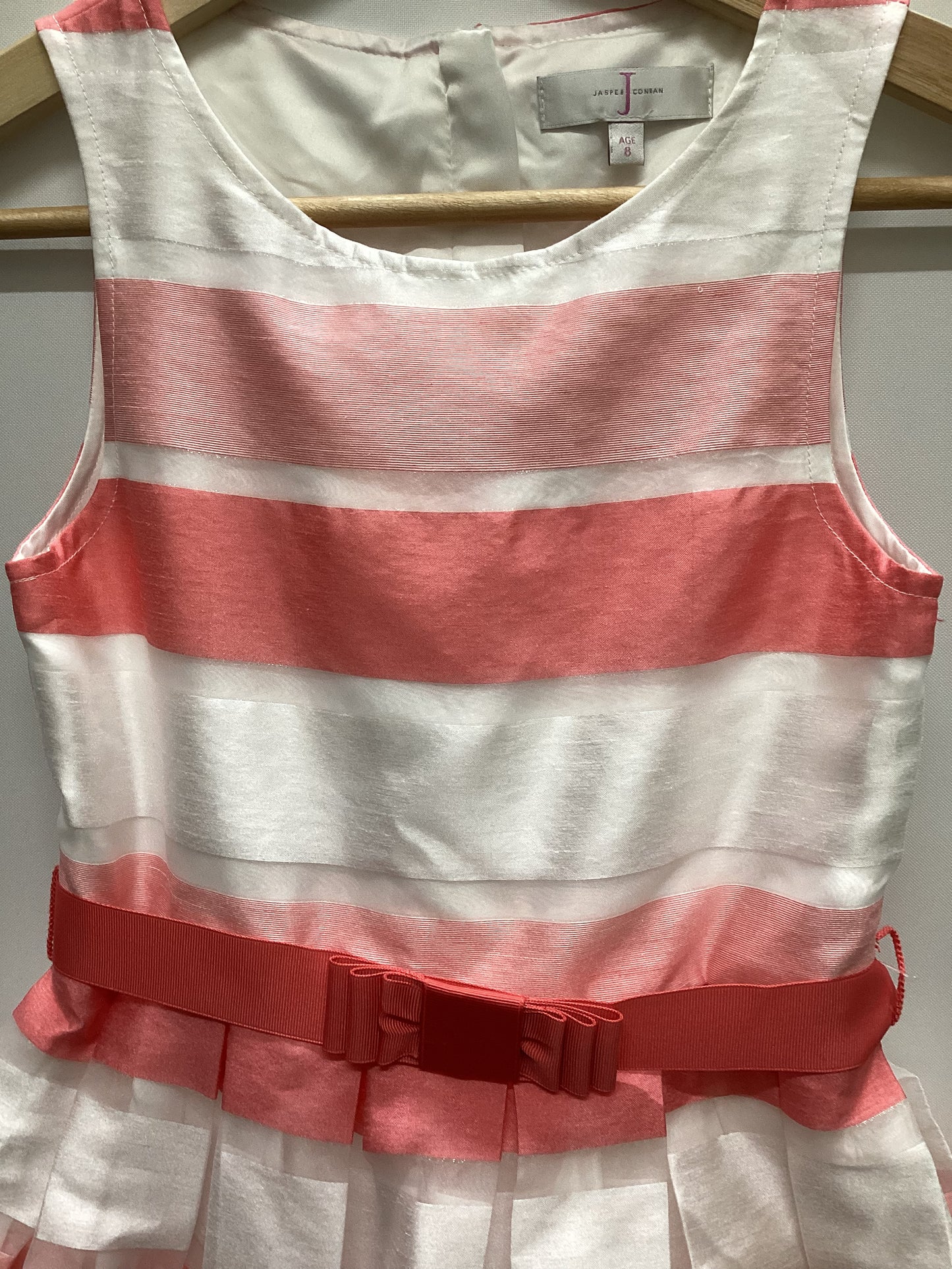 Jasper Conran Pink and White Stripes Childs Dress Size 8 Years Old