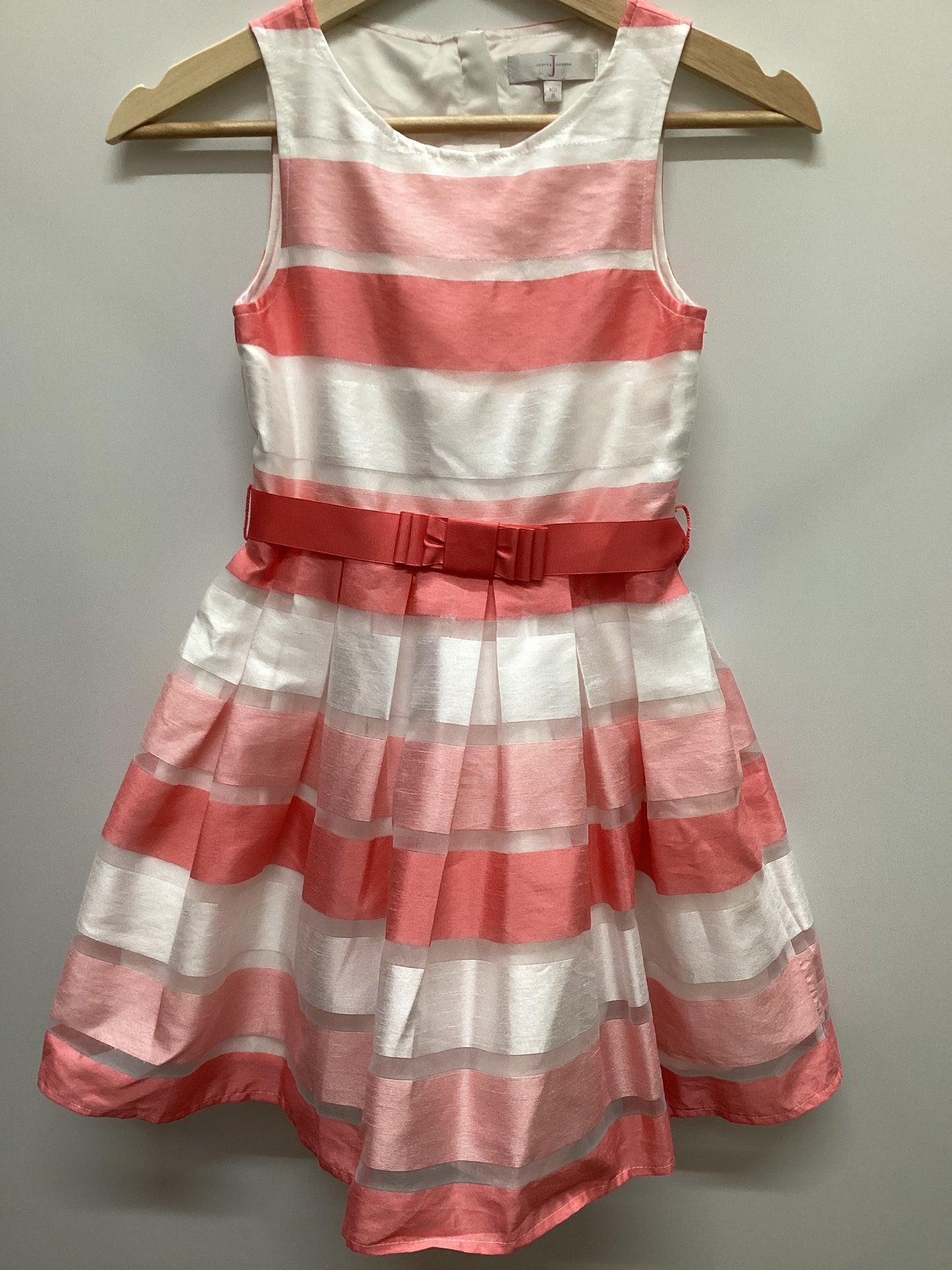 Jasper Conran Pink and White Stripes Childs Dress Size 8 Years Old