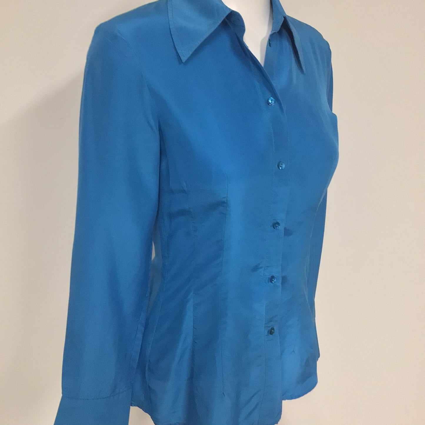 & Other Stories Stockholm Blue Blouse 100% Silk Size XS (EU 34)