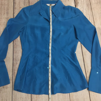 & Other Stories Stockholm Blue Blouse 100% Silk Size XS (EU 34)