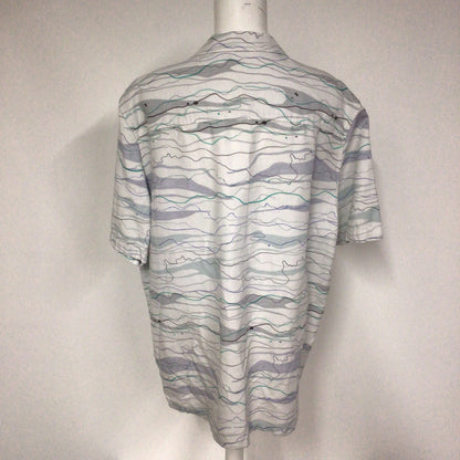 Ted Baker Briary White Multi Wave Print Linen Blend Short Sleeve Shirt Size 2XL (6 on label)