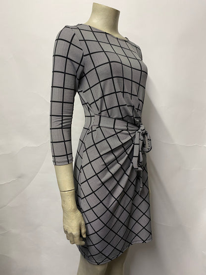 Ann Taylor Grey Tie-Waist Dress XS