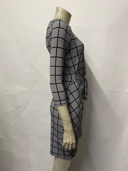 Ann Taylor Grey Tie-Waist Dress XS