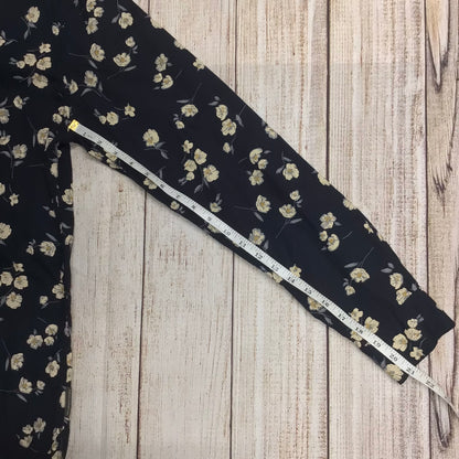 French Connection Black/Cream Floral Print Long Sleeve Shirt 100% Cotton Size L