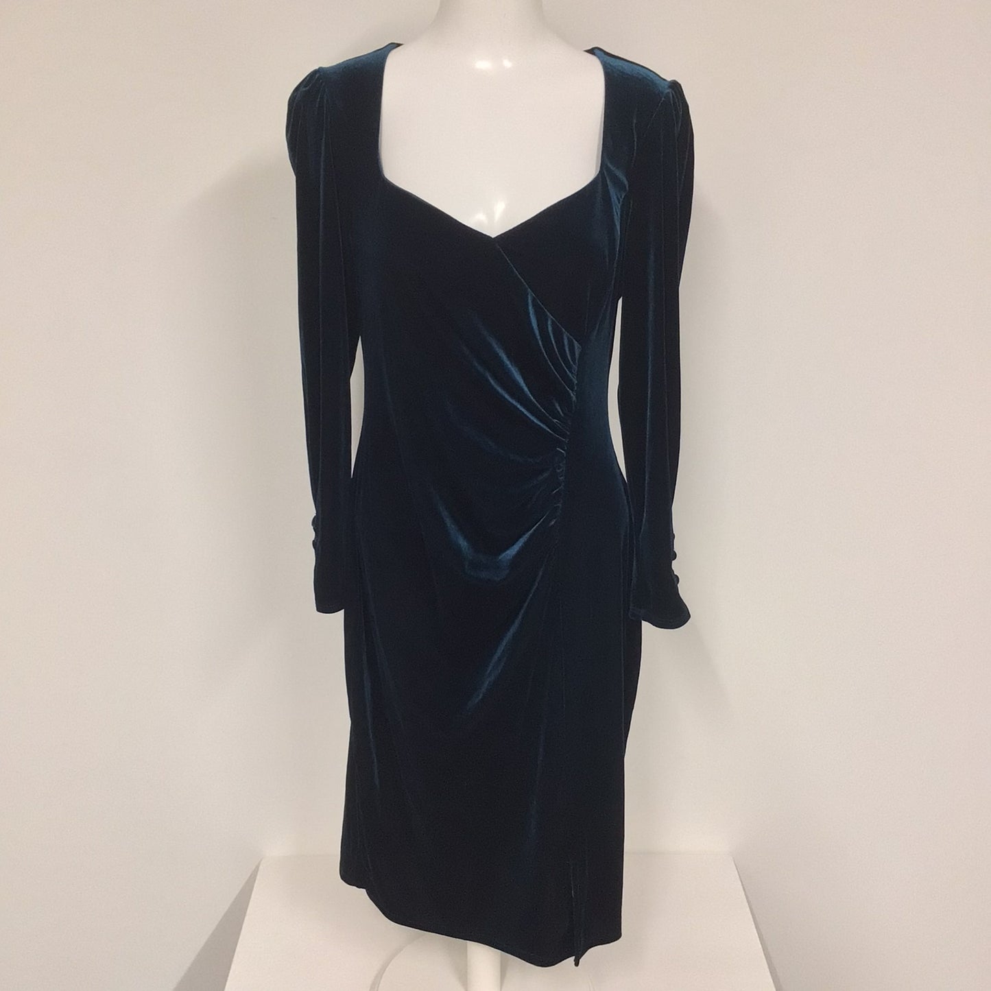 BNWT Monsoon Teal Green Velvet Emily Dress RRP £70 Size 16