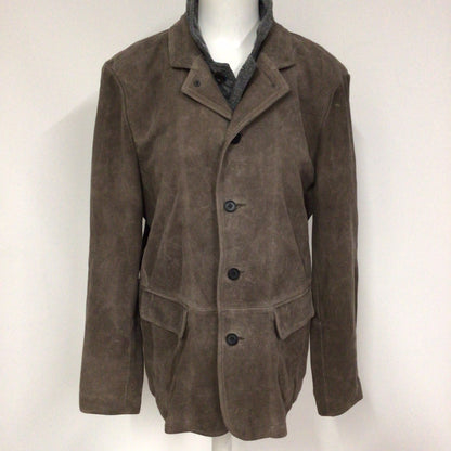 AllSaints Brown Suede Leather Blazer Jacket Size M