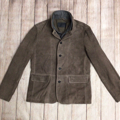 AllSaints Brown Suede Leather Blazer Jacket Size M