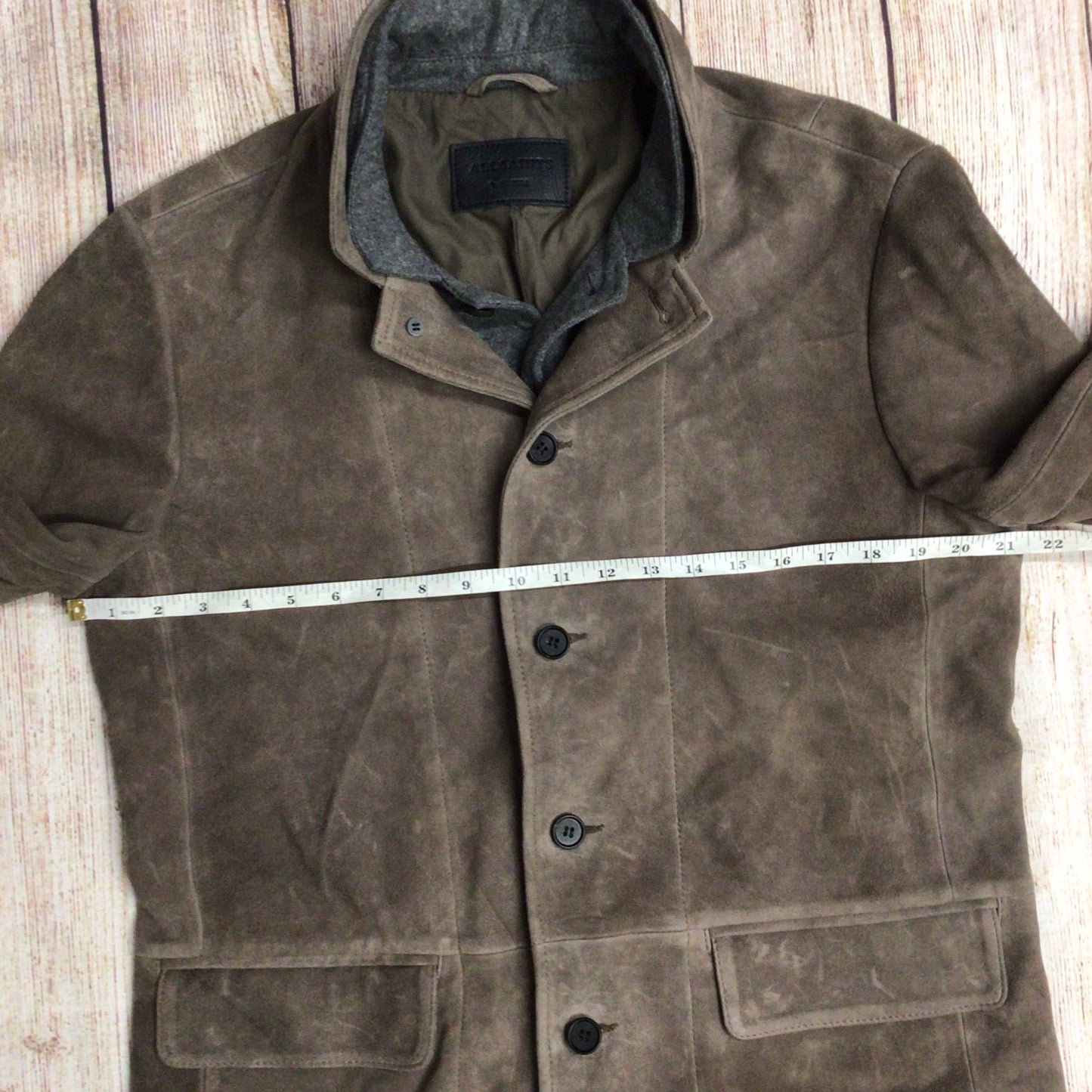 AllSaints Brown Suede Leather Blazer Jacket Size M