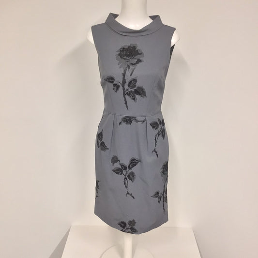 Reiss Grey & Black Floral Structured Dress Size 10