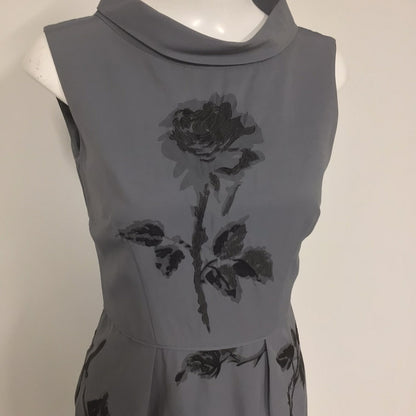 Reiss Grey & Black Floral Structured Dress Size 10