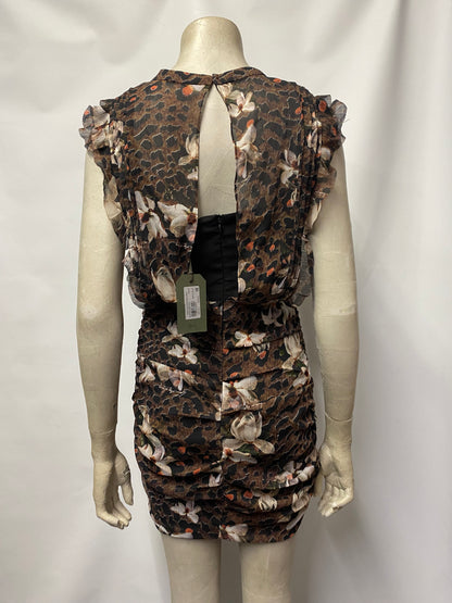 AllSaints Brown Halli Allesandra Leopard Floral Mini Dress 8 BNWT