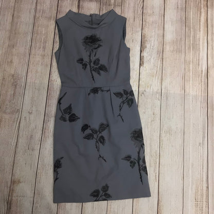 Reiss Grey & Black Floral Structured Dress Size 10