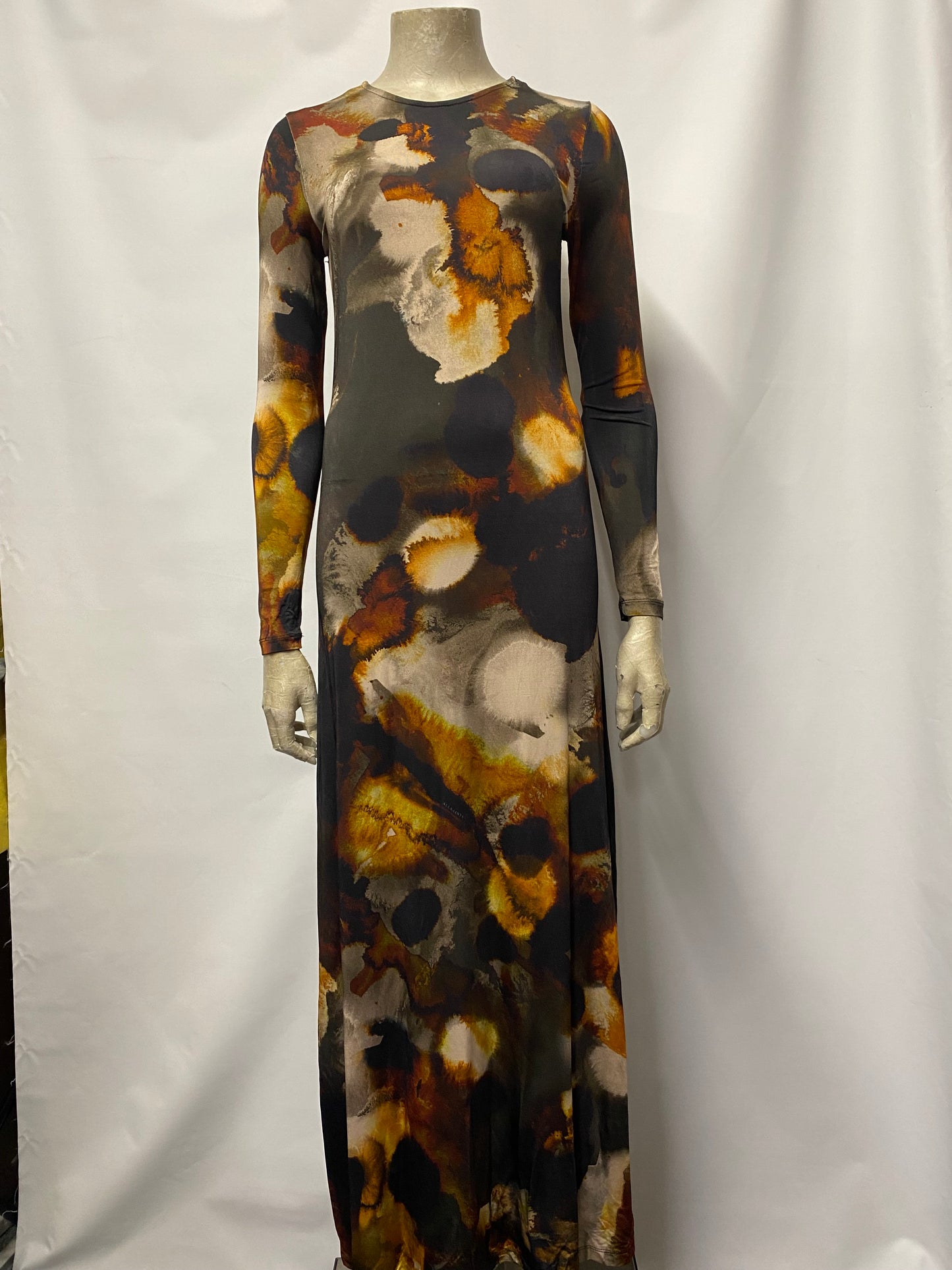 AllSaints Black and Orange Mars Maxi Dress 6