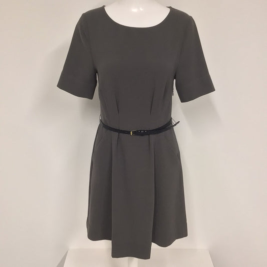 Oliver Bonas Grey Skater Dress w/Pockets & Belt Size 8