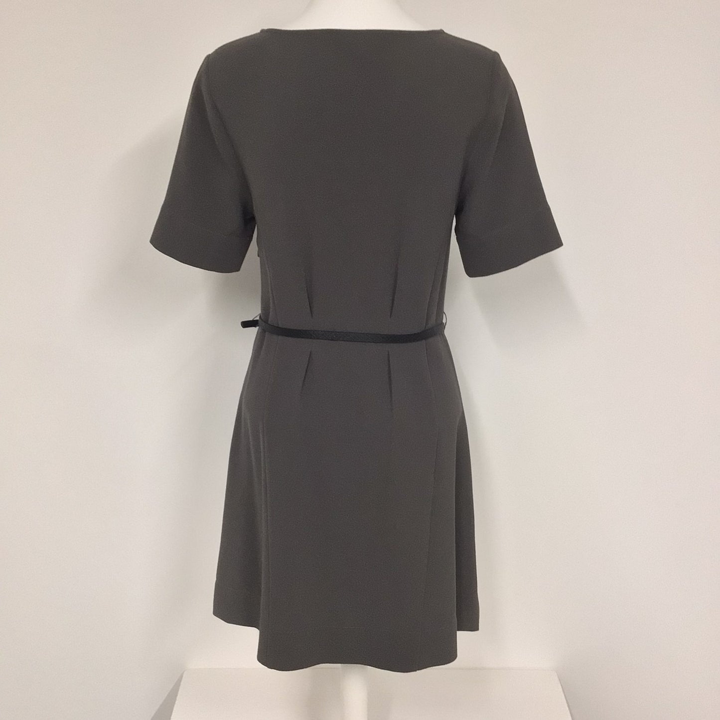 Oliver Bonas Grey Skater Dress w/Pockets & Belt Size 8