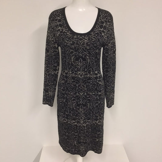 LK Bennett Dr Torino Black Metallic Thread Knitted Wool Blend Dress Size 10