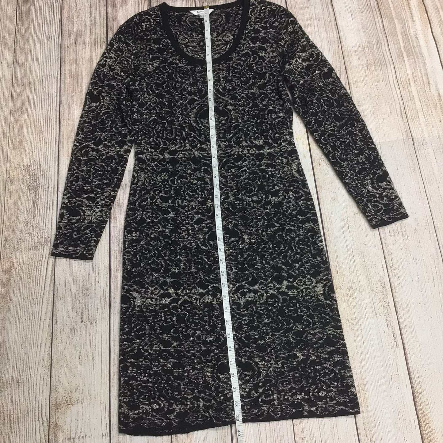 LK Bennett Dr Torino Black & Grey Metallic Thread Knitted Wool Blend Dress Size 10