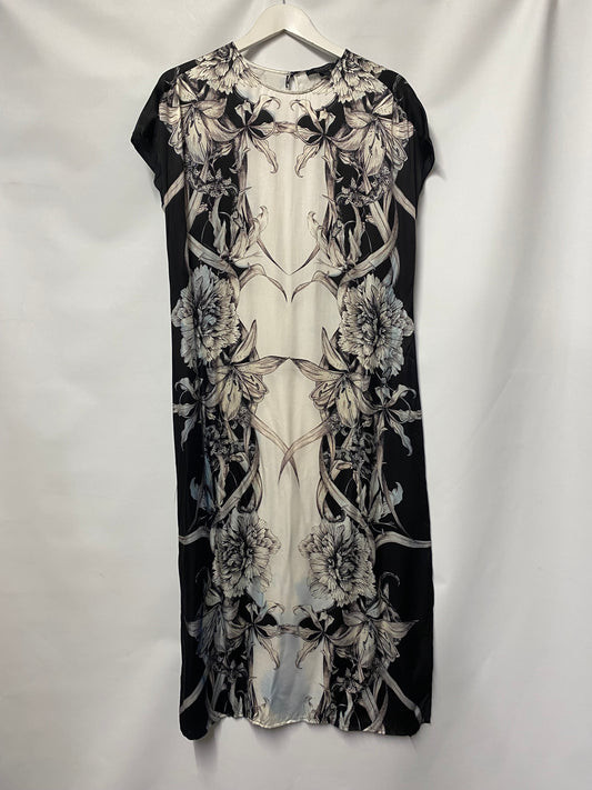 AllSaints Black and White Floral Midi Dress 12