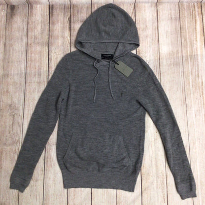 BNWT AllSaints Grey Marl Ivar 100% Merino Wool Hoody Size XS