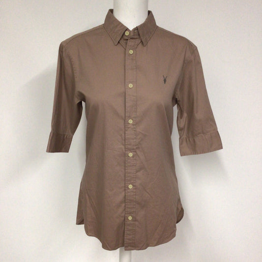 AllSaints Pink Redondo 100% Cotton Half Sleeve Shirt Size XS