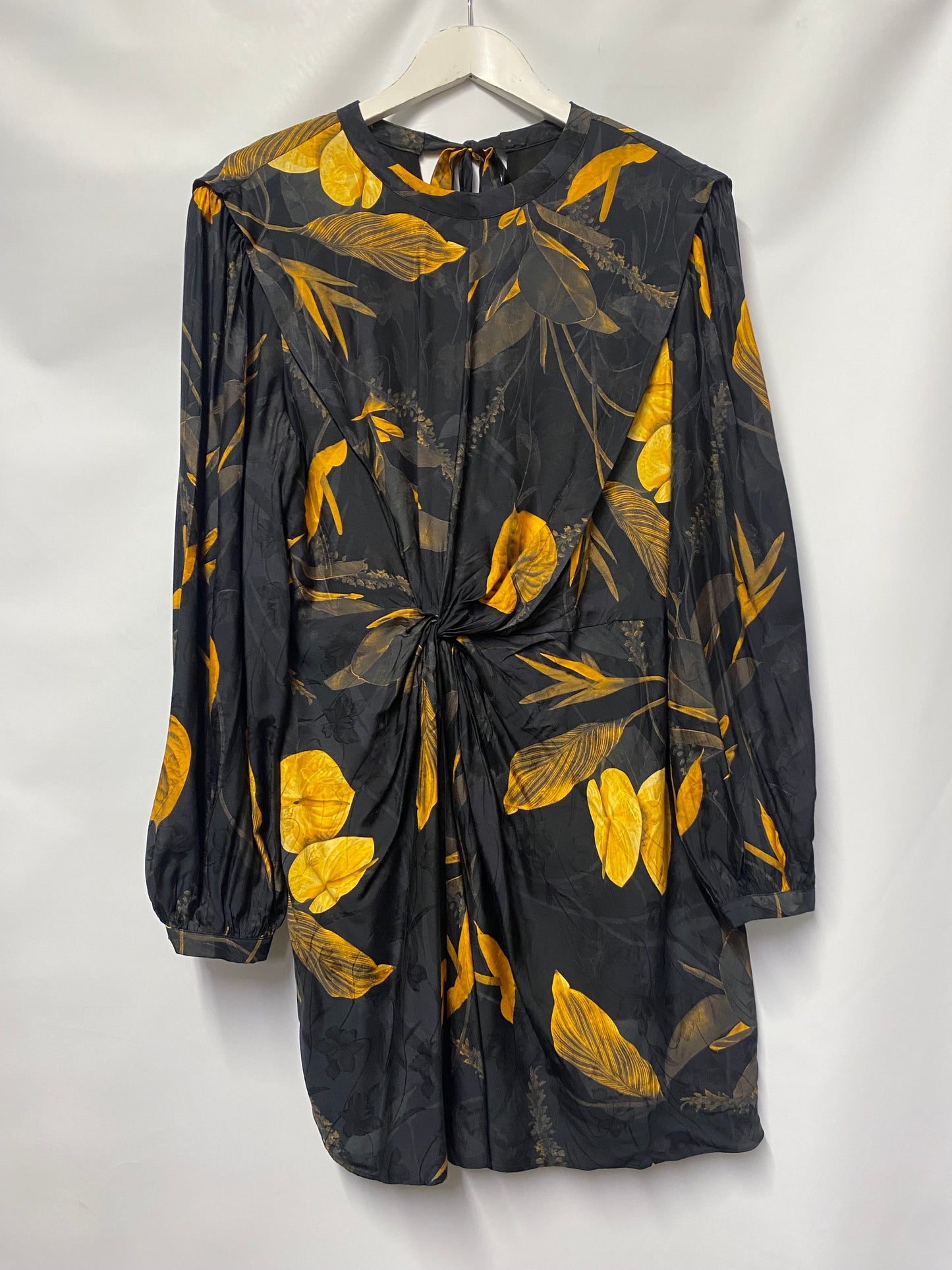 AllSaints Black and Yellow Floral Mini Dress 14