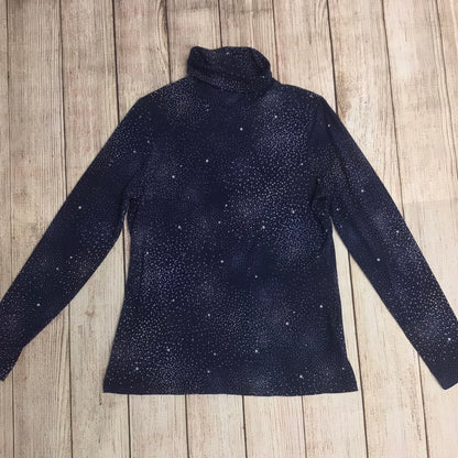 Lands' End Navy Blue Night Sky Print High Neck Top Size M