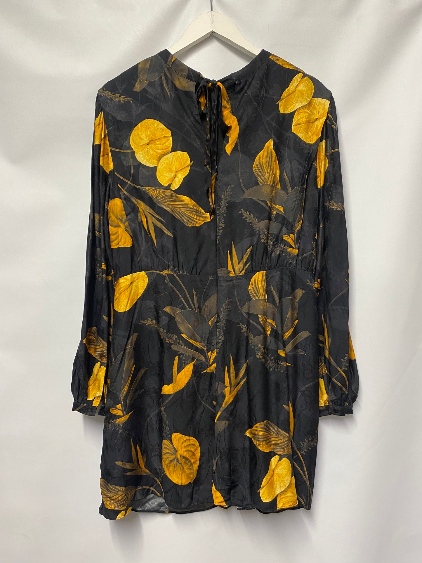 AllSaints Black and Yellow Floral Mini Dress 14