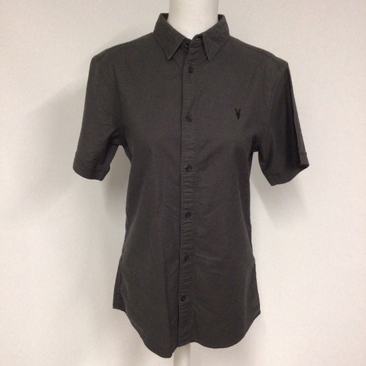 BNWT AllSaints Dark Cannon Grey Hungtingdon Short Sleeve Shirt Size XS