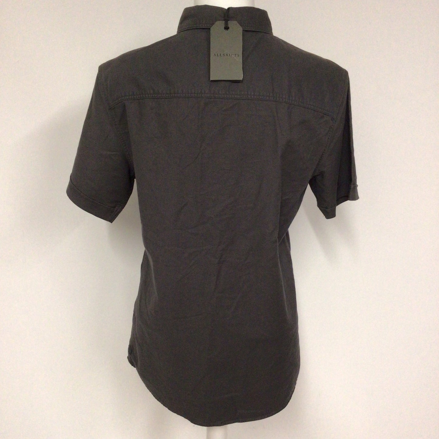 BNWT AllSaints Dark Cannon Grey Hungtingdon Short Sleeve Shirt Size XS