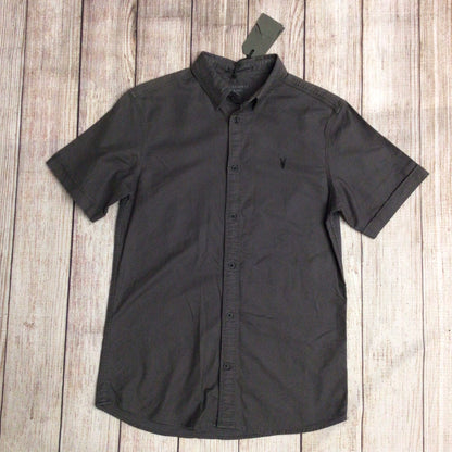 BNWT AllSaints Dark Cannon Grey Hungtingdon Short Sleeve Shirt Size XS