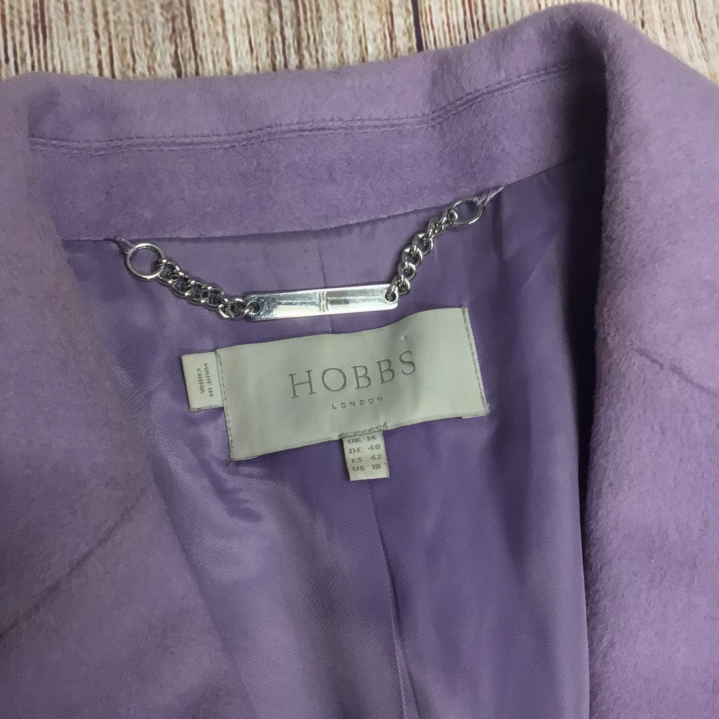 Hobbs Lilac Purple Wool Blend Coat Size 14