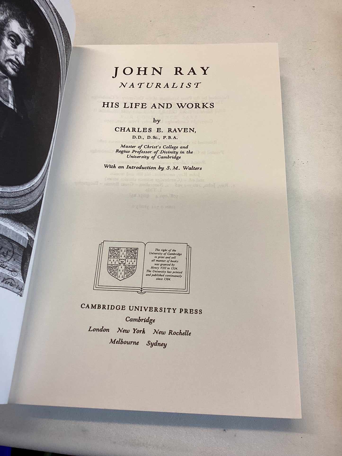 John Ray: Naturalist C E Raven