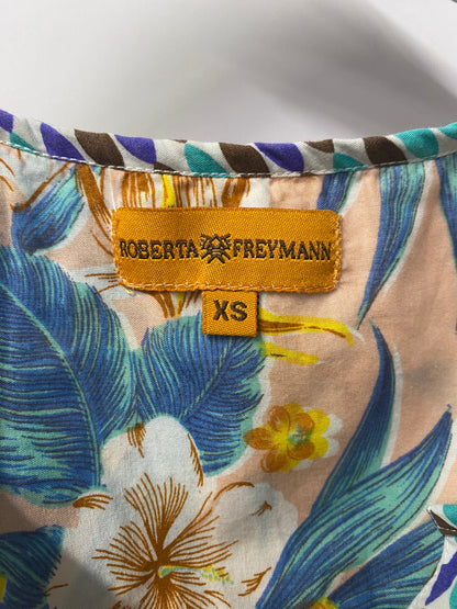 Roberta Freymann Pink and Blue Hawaiian Floral Tunic Dress XS