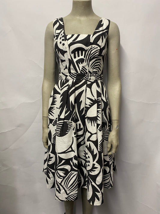 Finery London Black and White Cotton A-line Dress 6