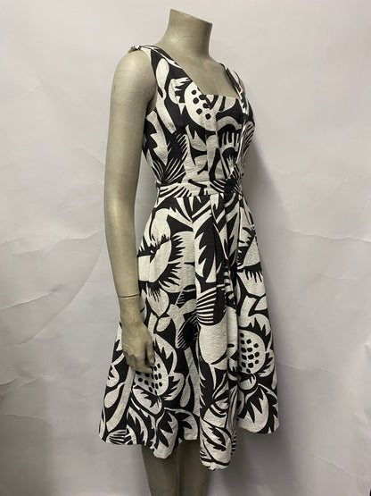 Finery London Black and White Cotton A-line Dress 6