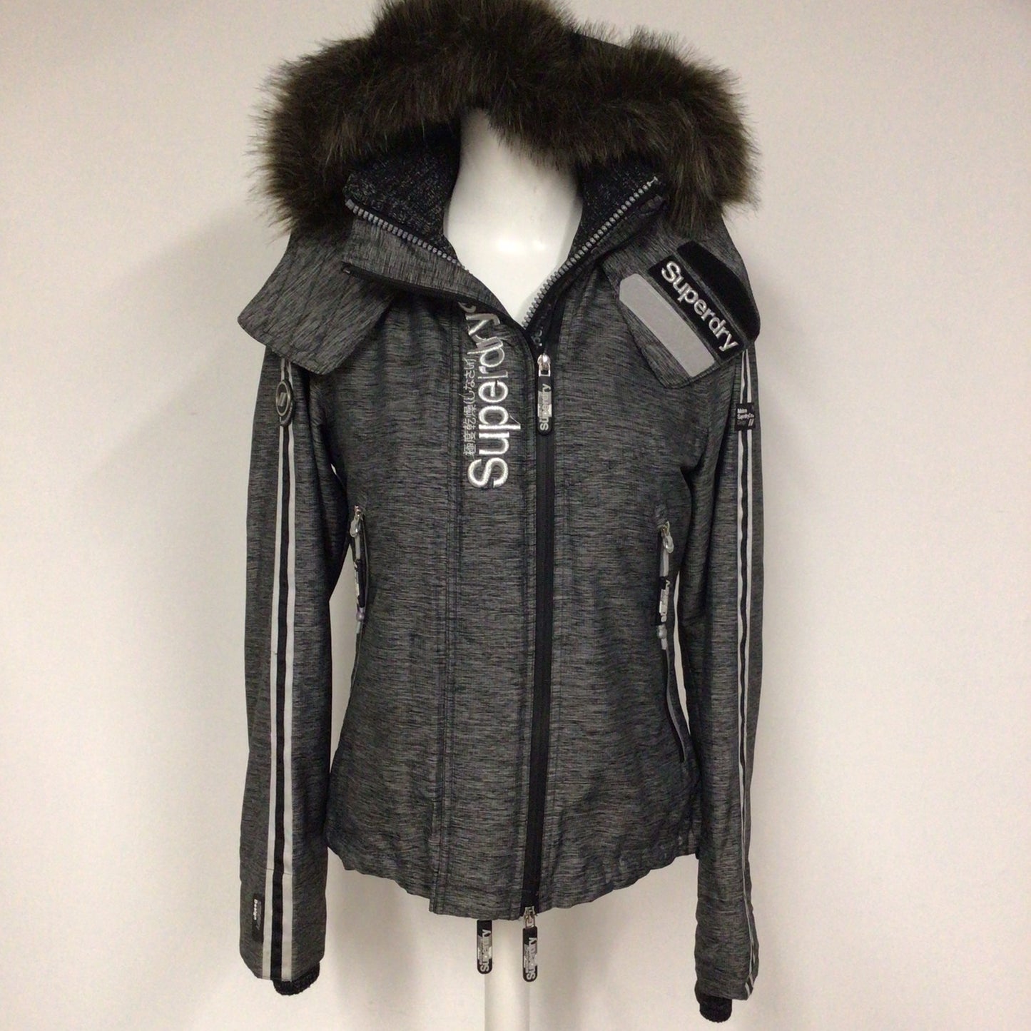 Superdry Grey/Silver Double Zip Jacket Size XS