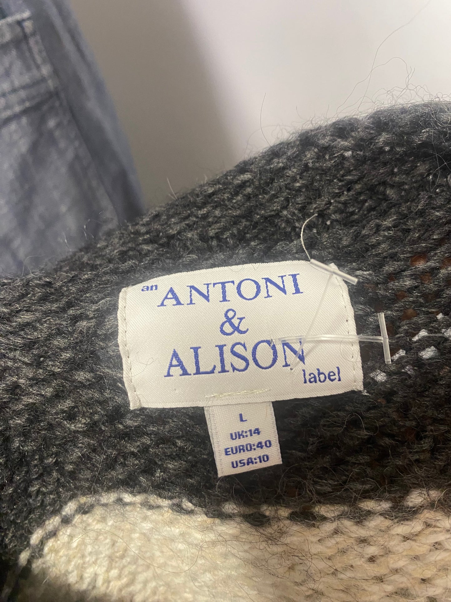 Antoni & Alison Grey and Cream Jumper Large