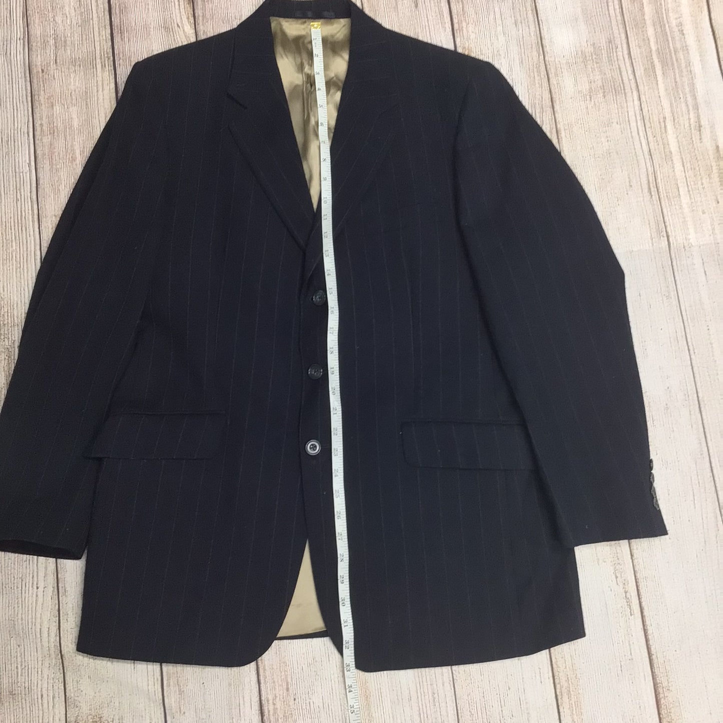 Aquascutum Navy Blue Striped Blazer Jacket 100% Wool Size 41R