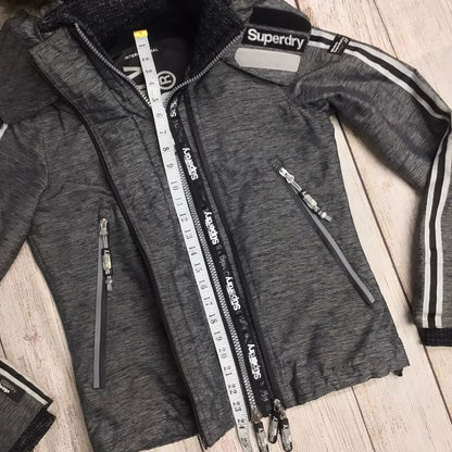 Superdry Grey/Silver Double Zip Jacket Size XS