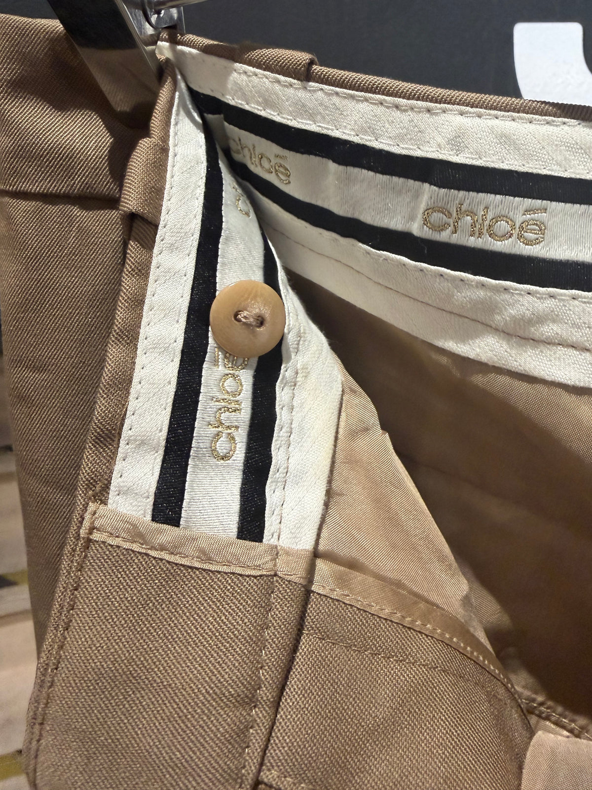 Chloé camel-coloured wide-leg trousers 33Wx33L