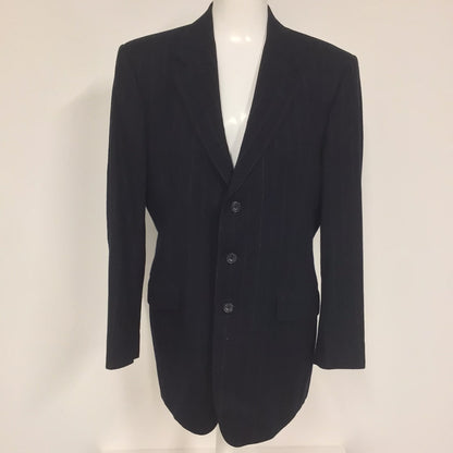 Aquascutum Navy Blue Striped Blazer Jacket 100% Wool Size 41R