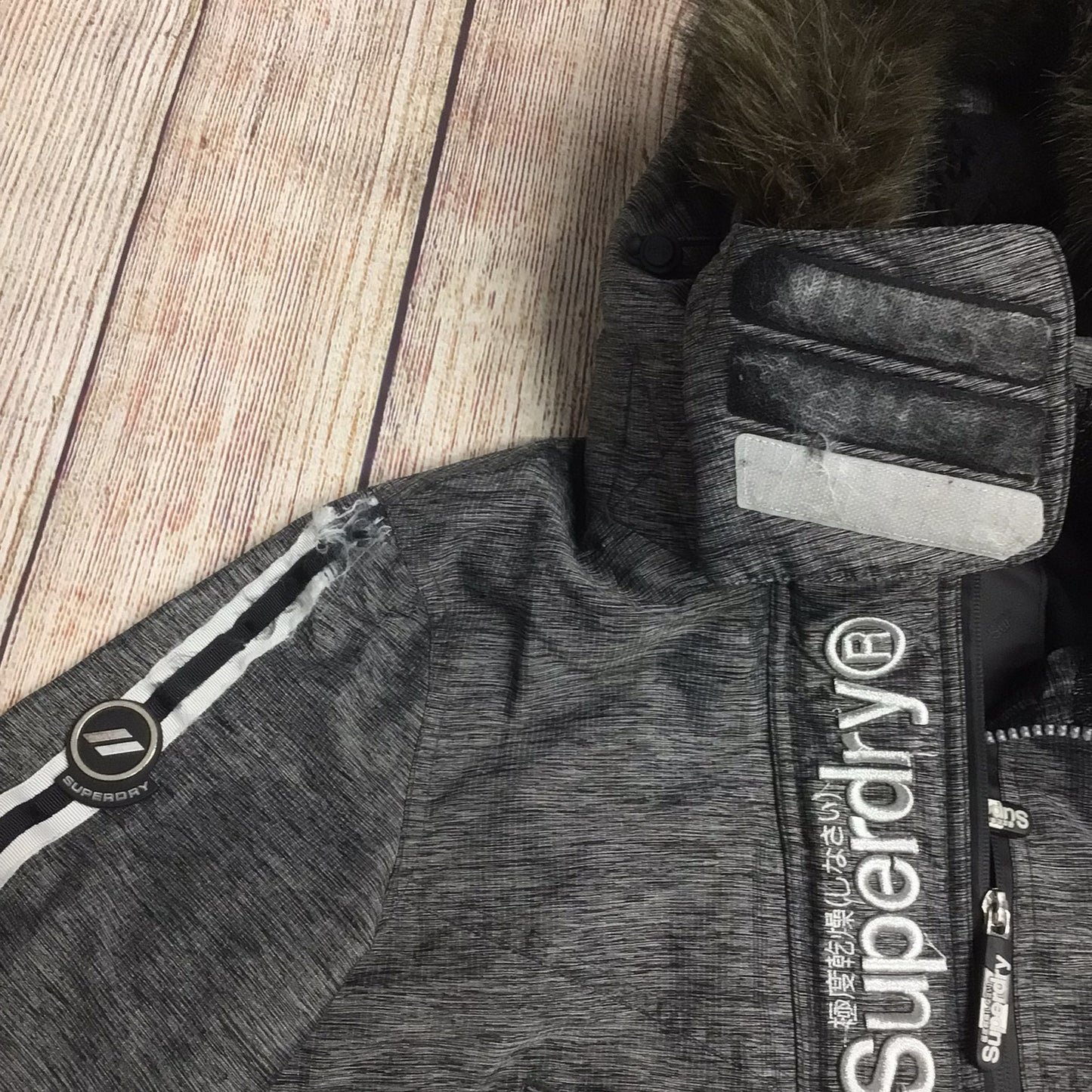 Superdry Grey/Silver Double Zip Jacket Size XS