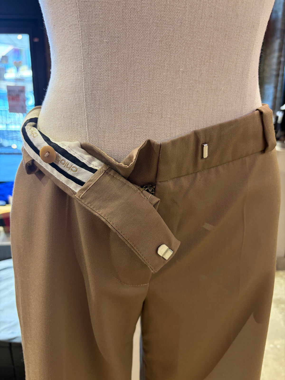 Chloé camel-coloured wide-leg trousers 33Wx33L