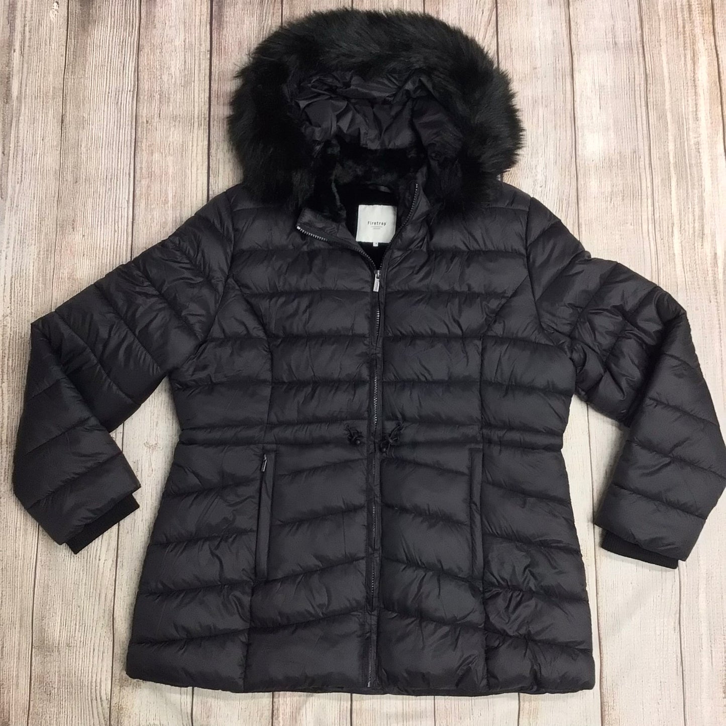 Firetrap Black Puffer Jacket w/Faux Fur Hood Size 18