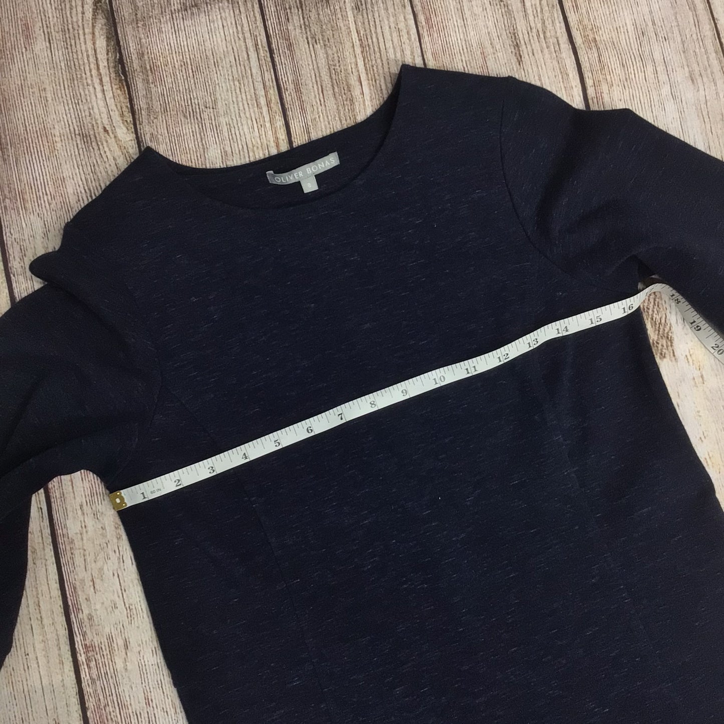 Olive Bonas Navy Blue Marl Cotton Blend Sweater Dress Size 8