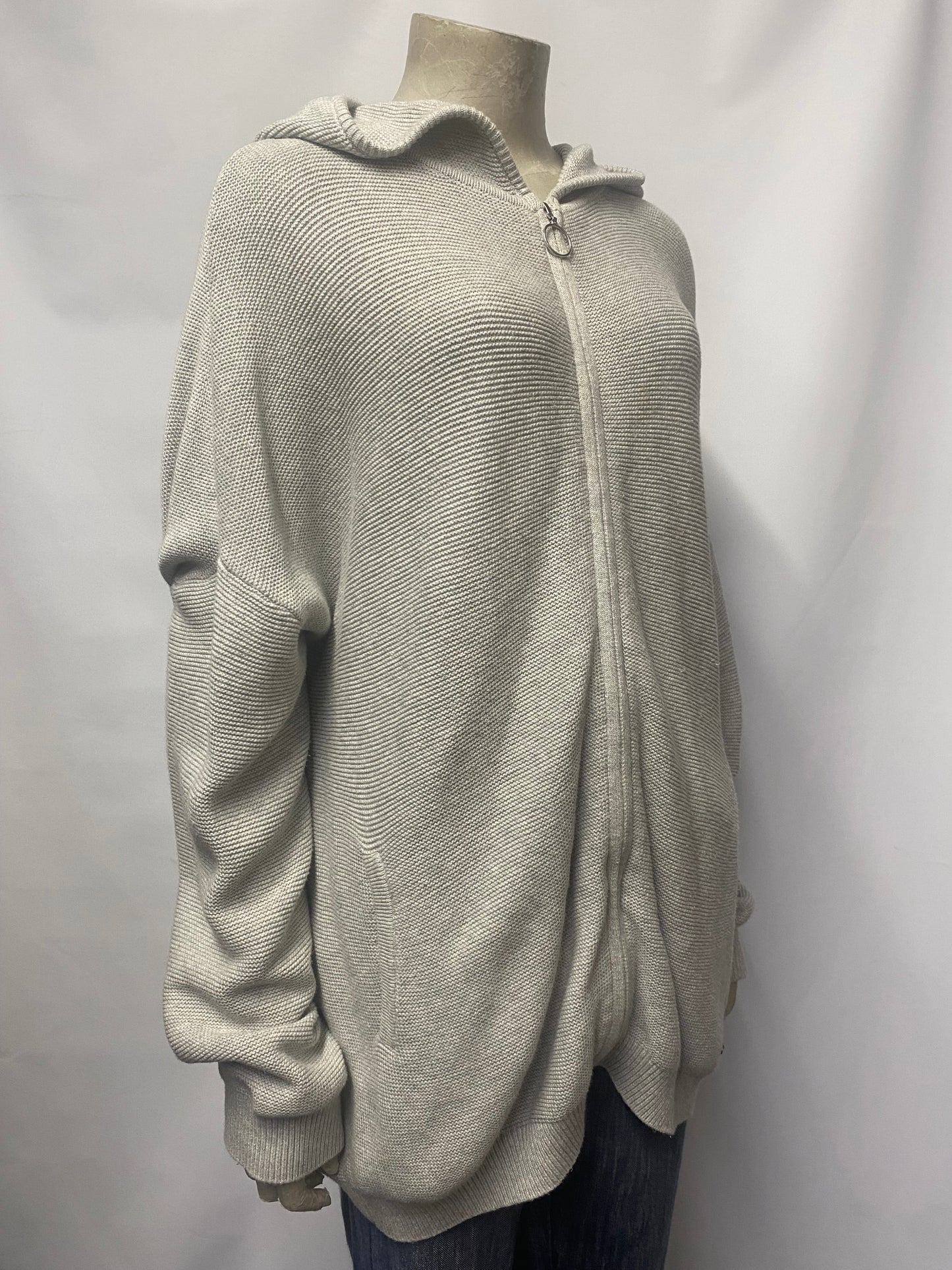 Sweaty Betty Grey Knitted Cotton Oversized Cardigan Medium