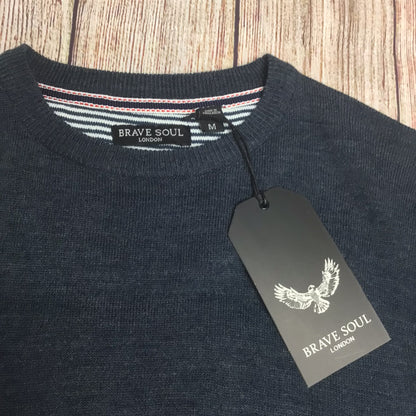 BNWT Brave Soul Blue Denim Marl Jumper Size M