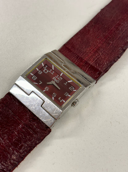 Dolce and Gabbana Stainless Steel and Red Vintage Watch 27mm (untested)